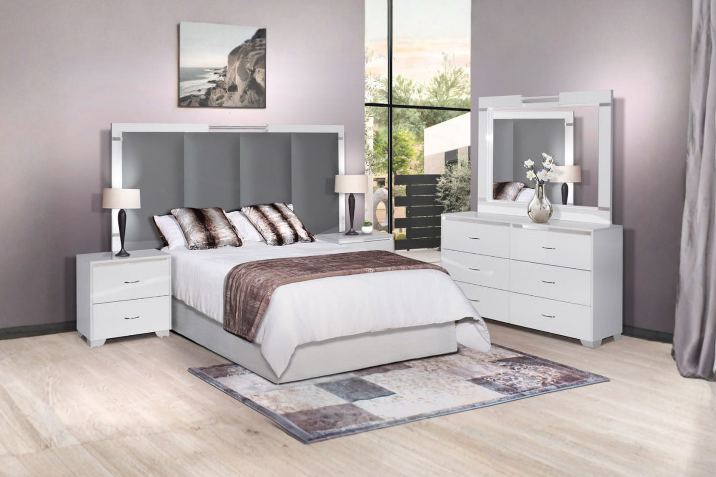 Bianca Bedroom Suite in White High Gloss
