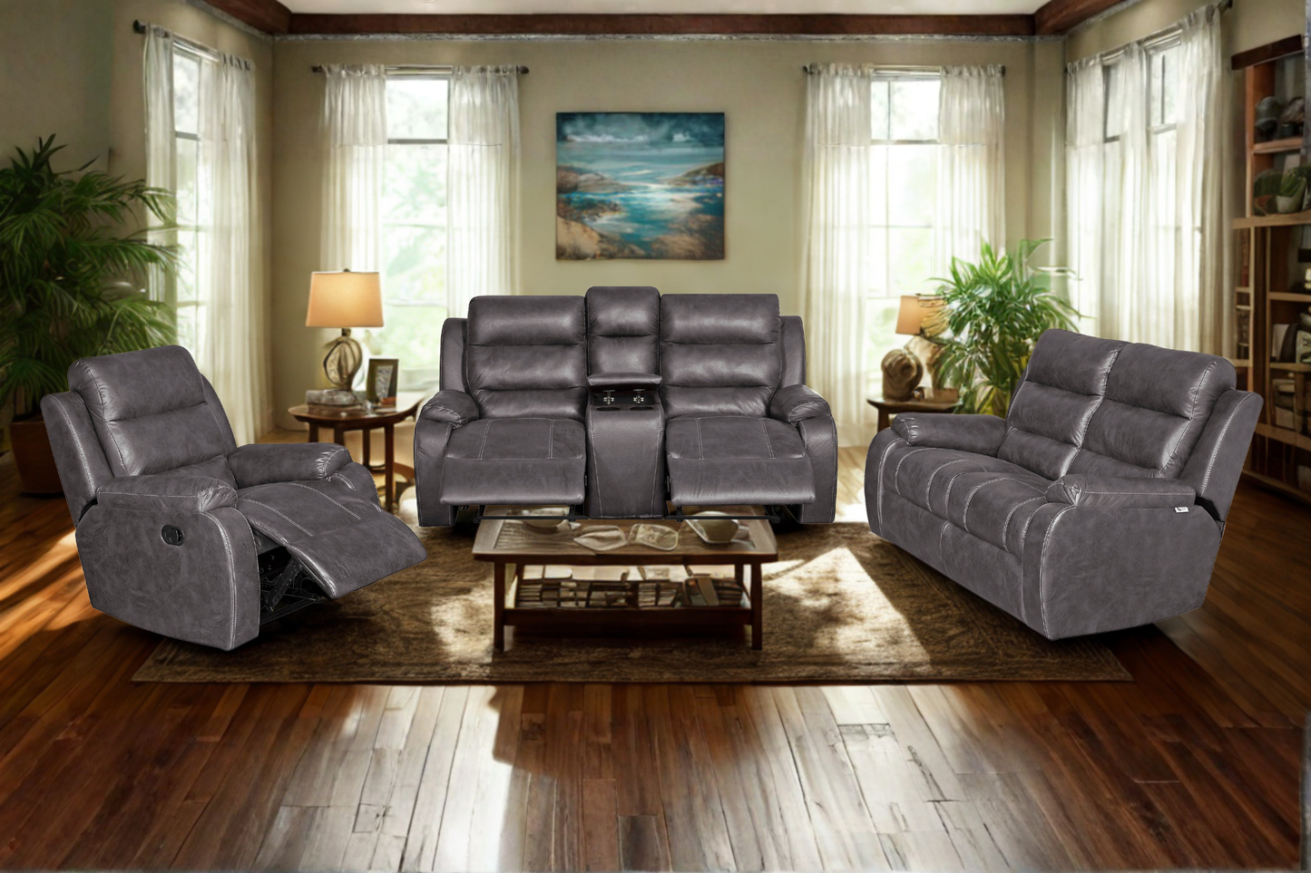 Lara 3‑Piece Lounge Suite – Mottled Grey
