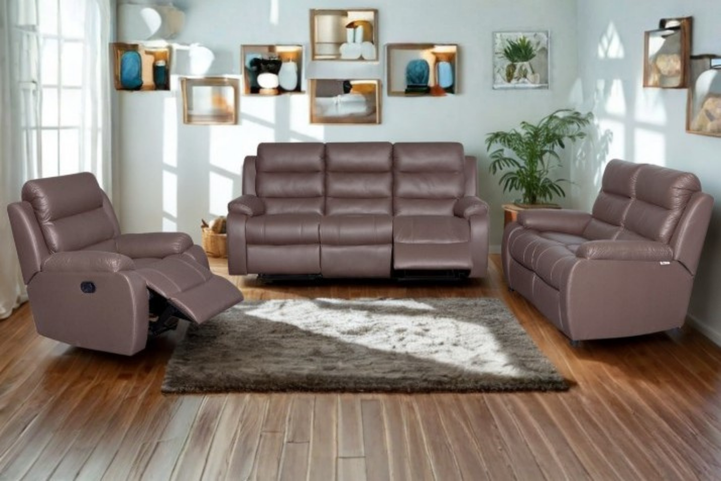 Lara 3‑Piece Lounge Suite – Brown
