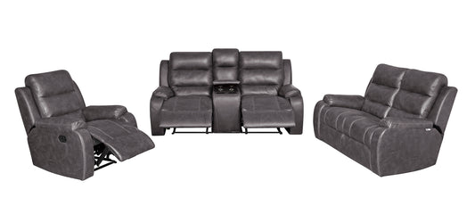 Gray reclining sofa set on a white background.
